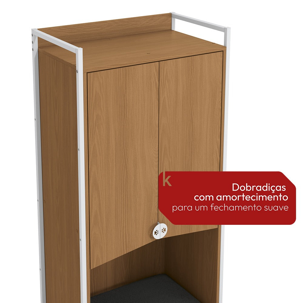 Armário 2 Portas e Cama Pet Canela Branco Kappesberg