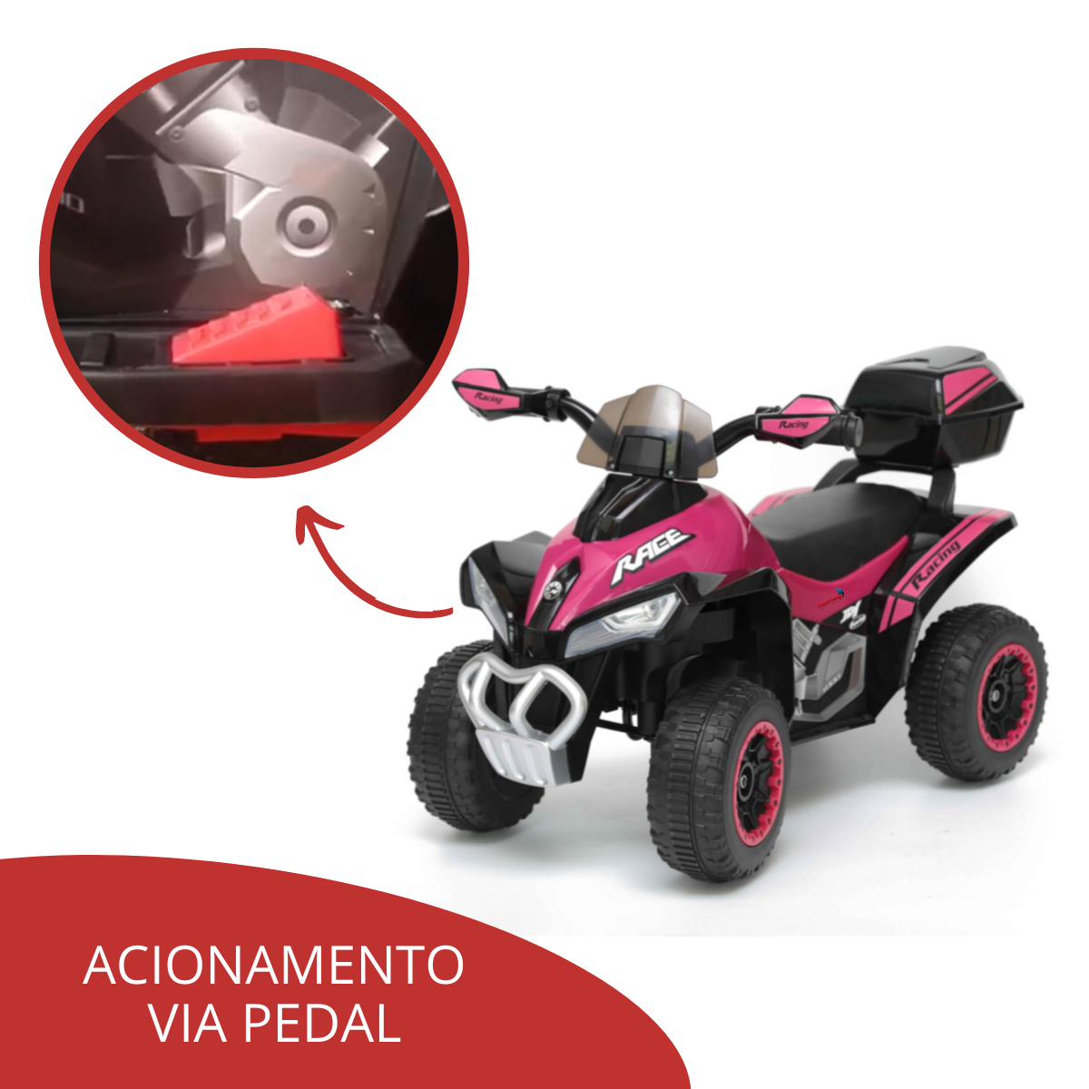 Quadriciclo Elétrico Infantil Rosa Importway