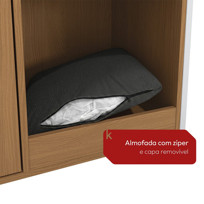 Aparador 1 Porta e Cama Pet Canela Branco