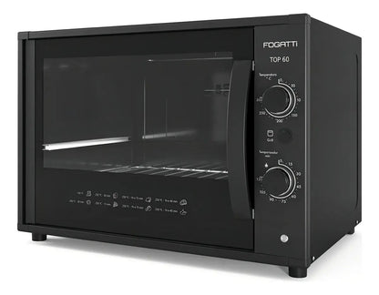 Forno Elétrico Fogatti Top 60 60L 220V 1750W Grill Timer 120 Minutos Preto