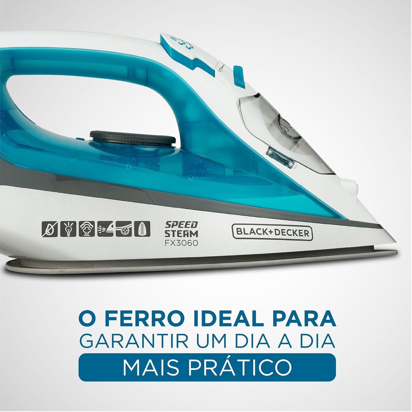 Ferro de Passar a Vapor Black+Decker FX3060-B2 220V 2000W Ceramic Gliss Azul e Branco