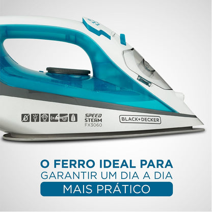 Ferro de Passar a Vapor Black+Decker FX3060-B2 220V 2000W Ceramic Gliss Azul e Branco