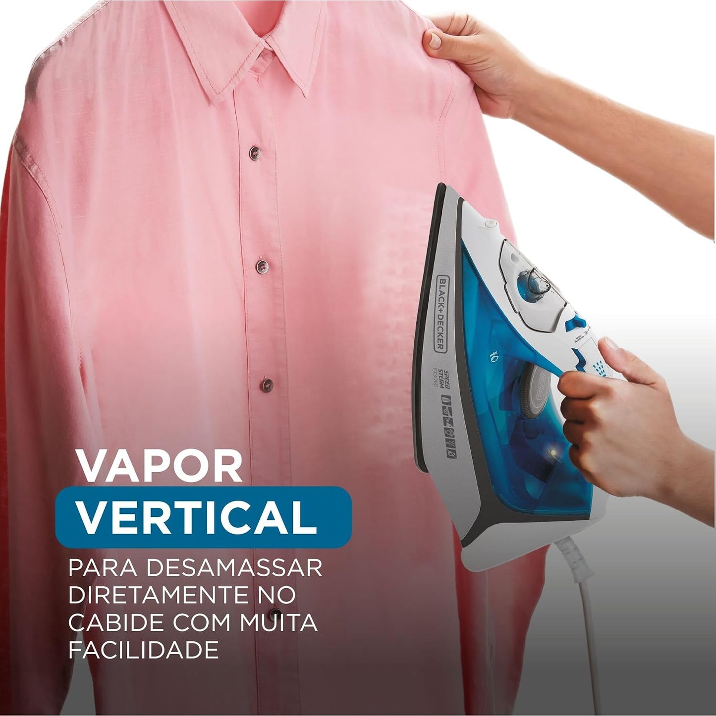 Ferro de Passar a Vapor Black+Decker FX3060-B2 220V 2000W Ceramic Gliss Azul e Branco