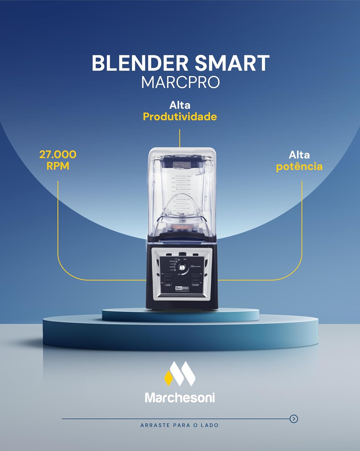 Blender Liquidificador Smart II MarcPro HS-8003F 2L 1500W 220V com Abafador de Ruído Painel Digital