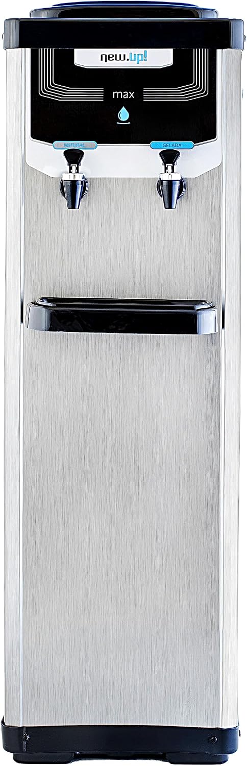Bebedouro de Coluna New Up Max Inox 220V  Refrigerado por Compressor Água Gelada e Natural 10L e 20L