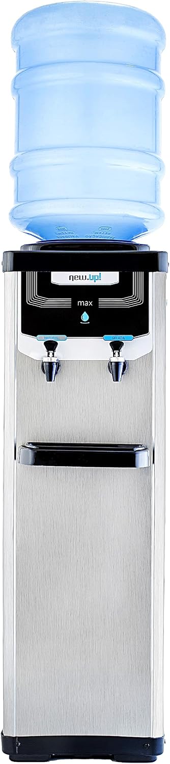 Bebedouro de Coluna New Up Max Inox 220V  Refrigerado por Compressor Água Gelada e Natural 10L e 20L