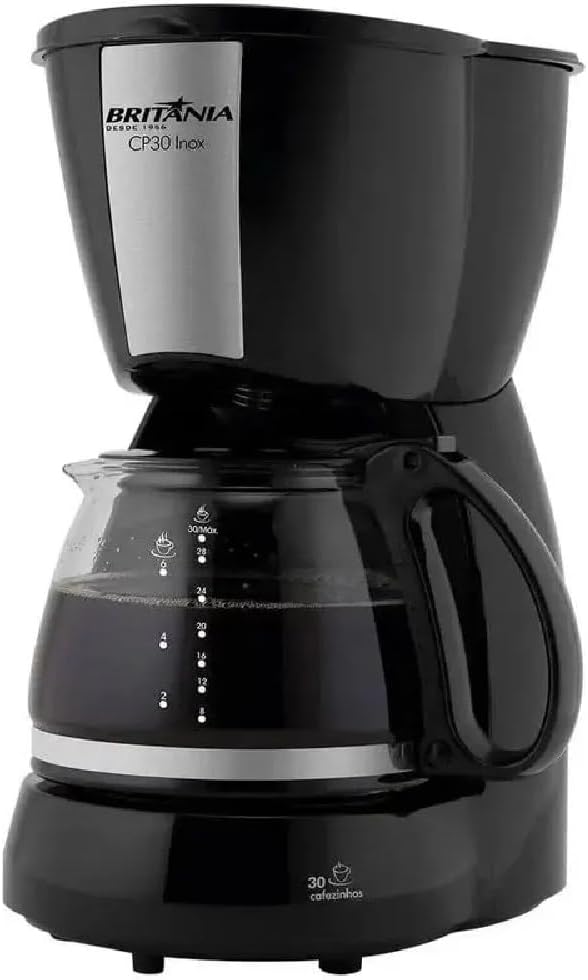 Cafeteira Elétrica Britânia CP30 800W 30 Cafés Jarra de Vidro Filtro Permanente Inox