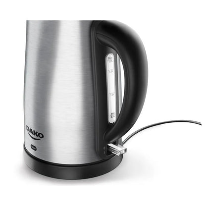 Chaleira Elétrica Dako 1,7L Inox 1200W com Desligamento Automático + Base Giratória 360°