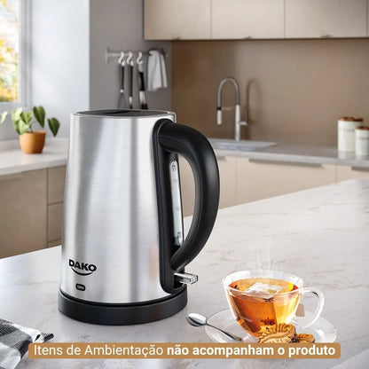 Chaleira Elétrica Dako 1,7L Inox 1200W com Desligamento Automático + Base Giratória 360°