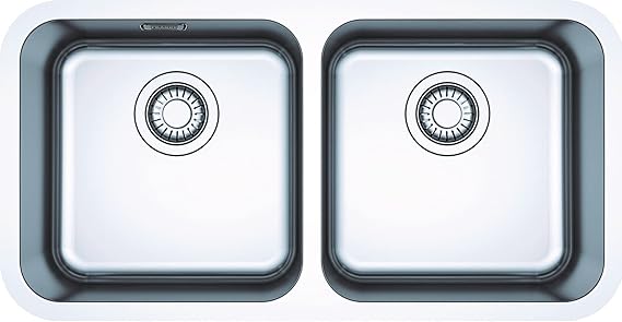 Cuba Dupla Franke Bell BCX120-35 Inox 77,5x40cm Embutir Com Válvula Sifão e Ladrão