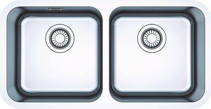 Cuba Dupla Franke Bell BCX120-35 Inox 77,5x40cm Embutir Com Válvula Sifão e Ladrão