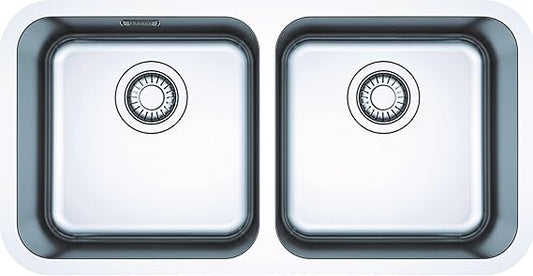 Cuba Dupla Franke Bell BCX120-35 Inox 77,5x40cm Embutir Com Válvula Sifão e Ladrão