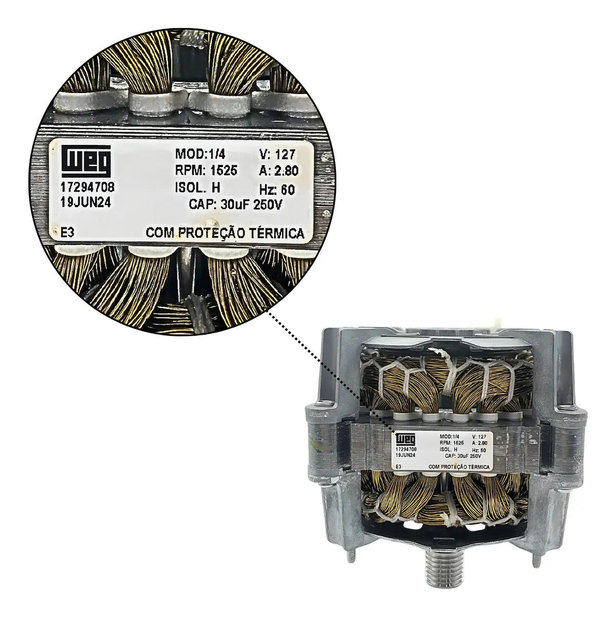 Motor Elétrico S/carcaça Monofásico 127v Tanquinho 10kg/20kg 127v