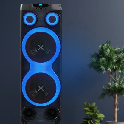 Caixa de Som Torre Amplificada Polyvox XT-2212T 2500W RMS Bluetooth TWS DSP USB FM Bivolt