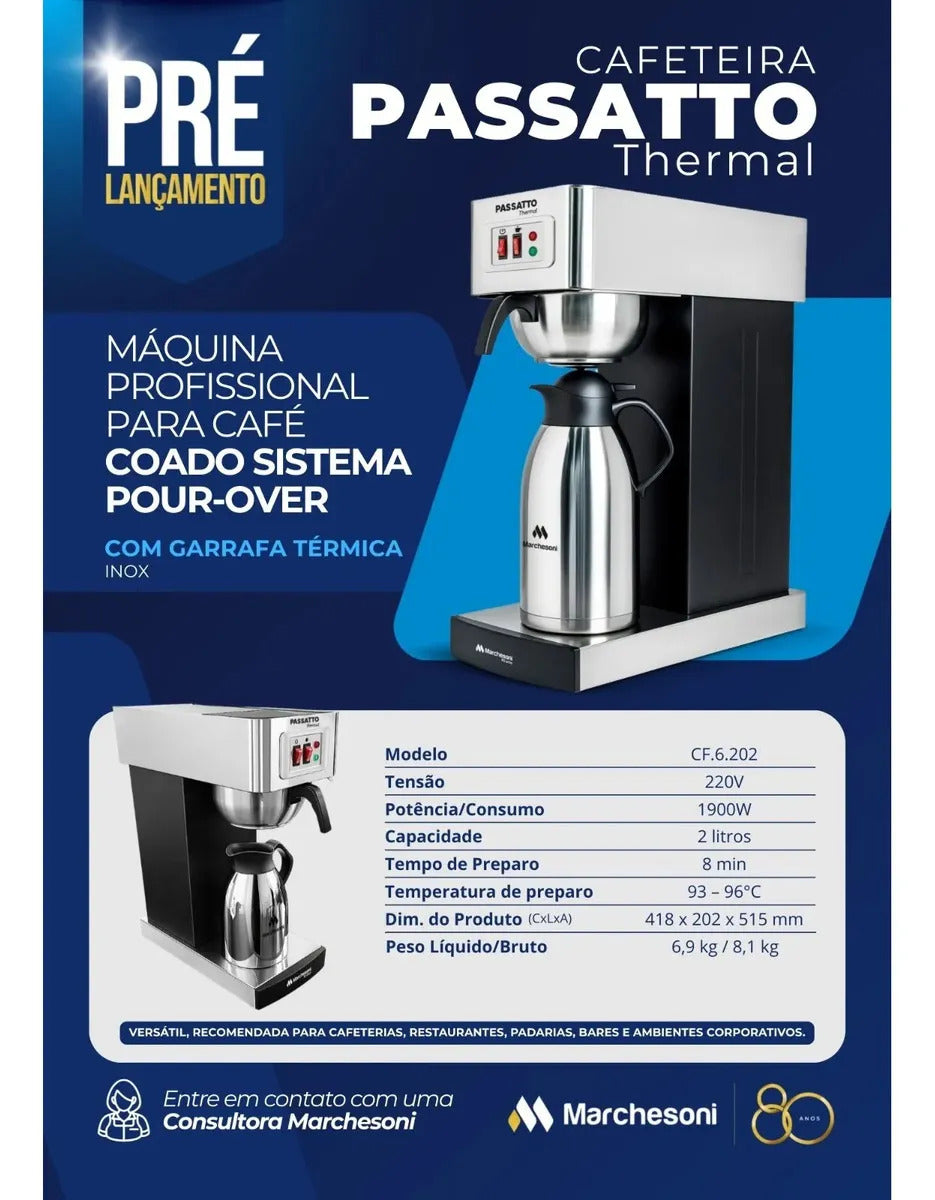 Cafeteira Passatto Thermal 2L Inox 220V 1900W Marchesoni