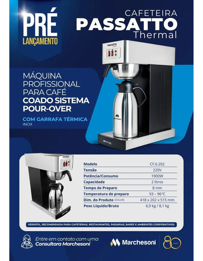 Cafeteira Passatto Thermal 2L Inox 220V 1900W Marchesoni