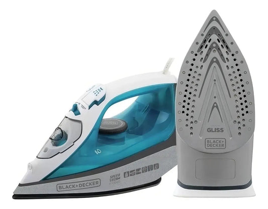 Ferro de Passar a Vapor Black+Decker FX3060-B2 220V 2000W Ceramic Gliss Azul e Branco