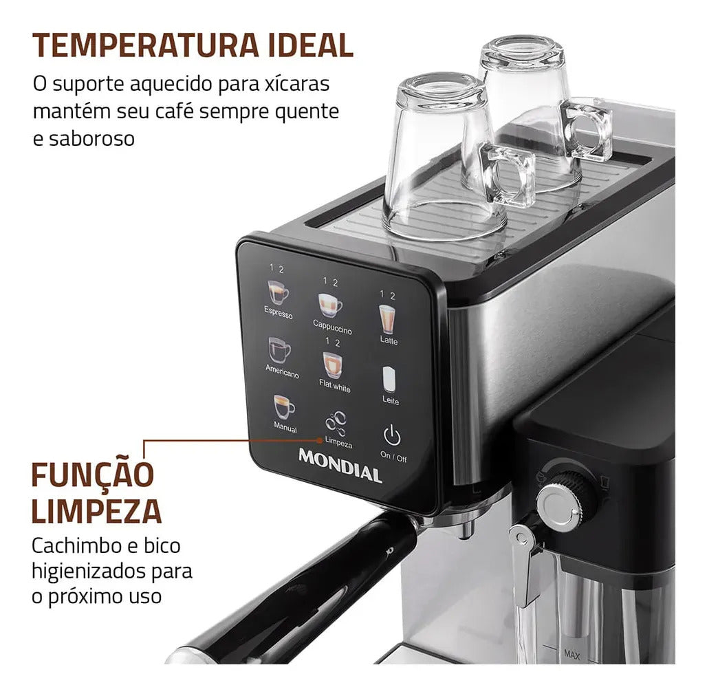 CAFETEIRA ESPRESSO MONDIAL CCL-01 20 BAR PAINEL TOUCH