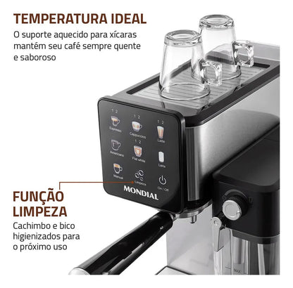 CAFETEIRA ESPRESSO MONDIAL CCL-01 20 BAR PAINEL TOUCH