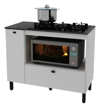 Balcão Cooktop 99,7cm Branco Mármore Lunar Tecnomobili