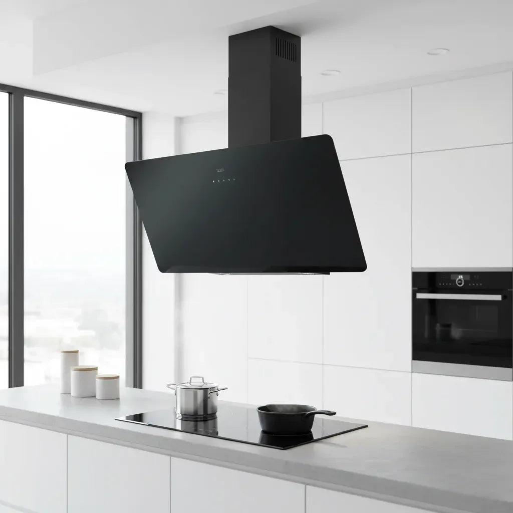 Coifa de Parede Franke Evo Black FPJ 915V BK A 90cm 220V Vidro Preto Touch Exaustor e Depurador