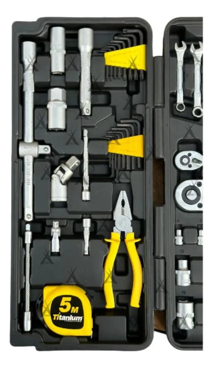 Kit Ferramentas Maleta 128 Pcs Mecanico Titanium Preto