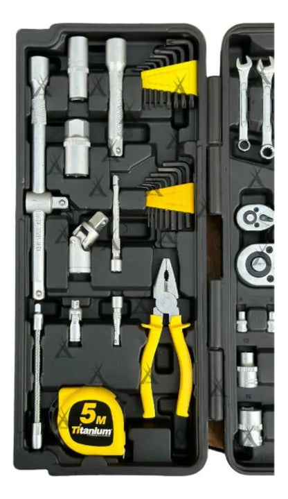 Kit Ferramentas Maleta 128 Pcs Mecanico Titanium Preto