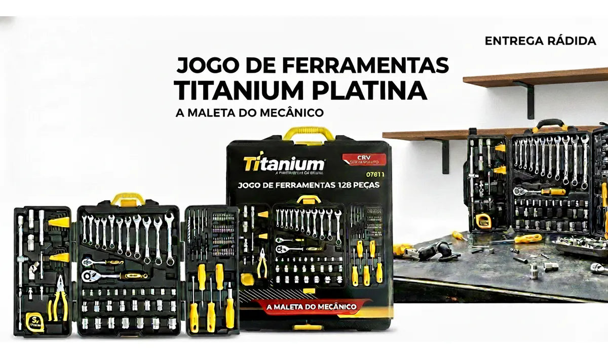 Kit Ferramentas Maleta 128 Pcs Mecanico Titanium Preto