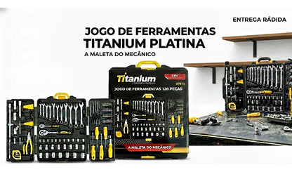 Kit Ferramentas Maleta 128 Pcs Mecanico Titanium Preto
