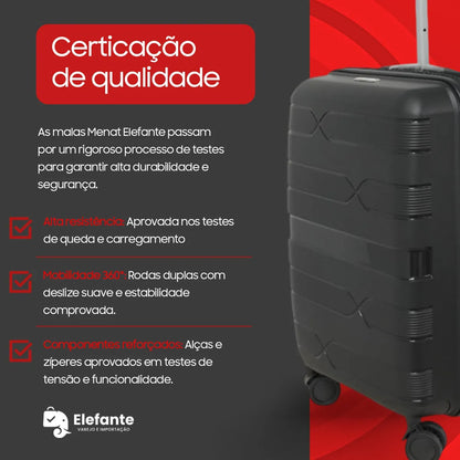 Kit Malas Menat Elefante 10kg+23kg Polipropileno Preto com Cadeado TSA