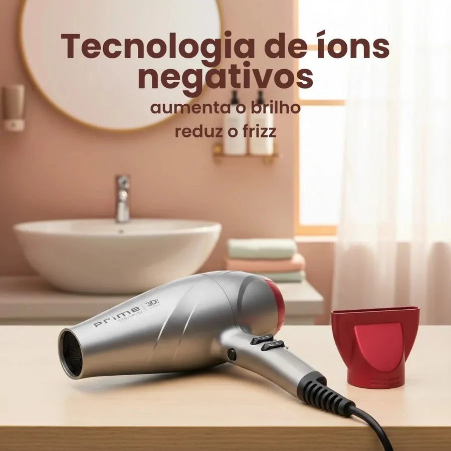 Secador De Cabelo Prime Titânio 3D - 127V
