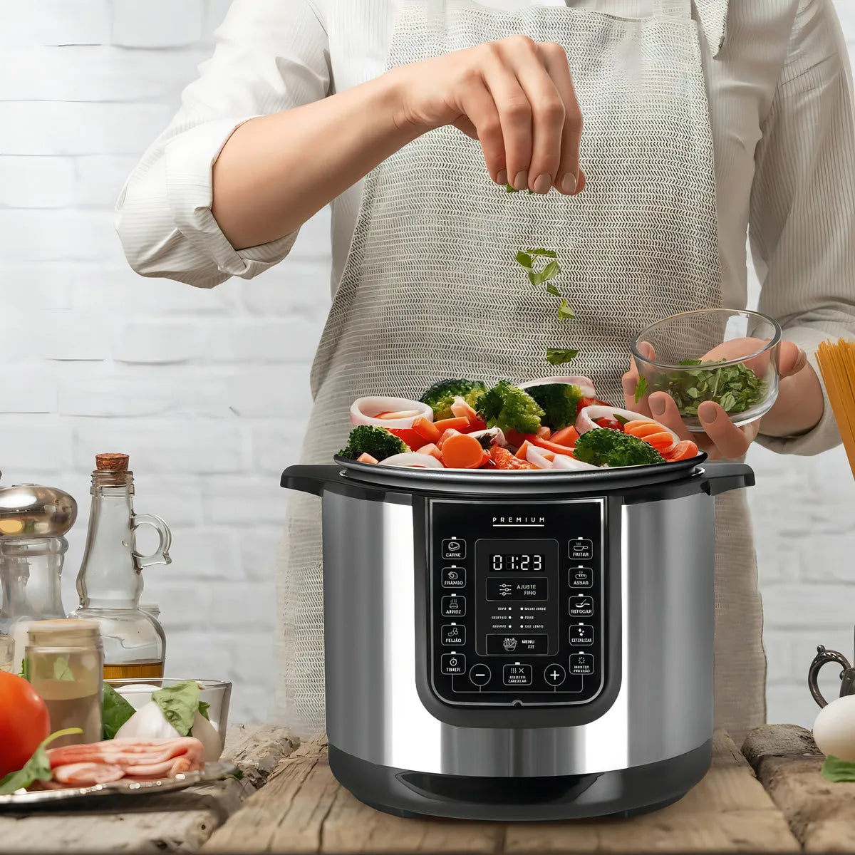 Panela De Pressão Elétrica Multiuso Digital Inox 6L EOS 127V