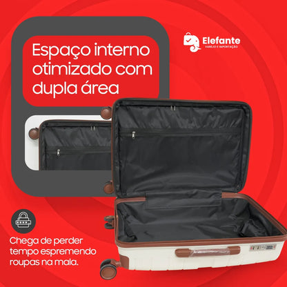 Mala De Bordo Menat Elefante 10kg Polipropileno Branca com Cadeado TSA