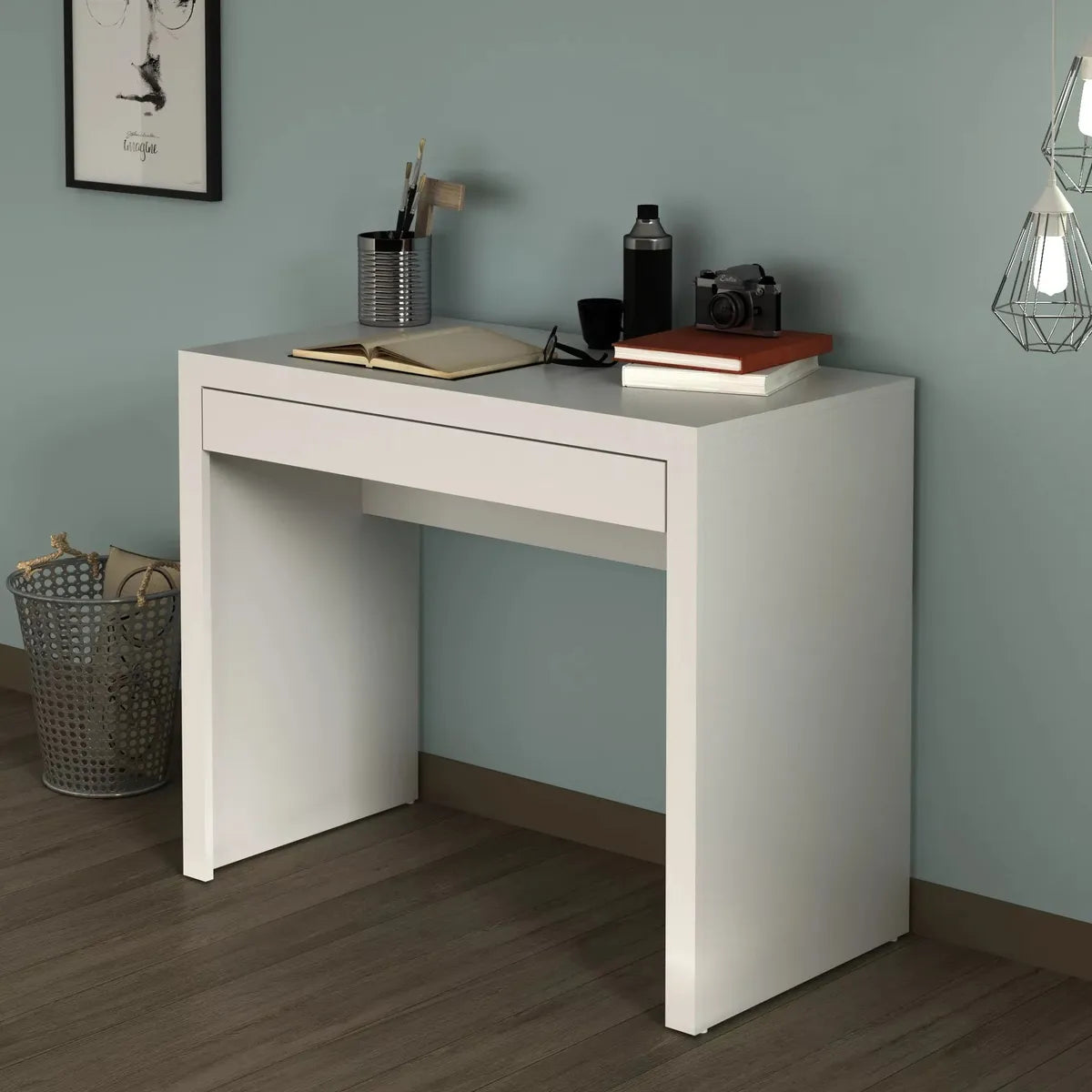 Mesa Escritório Com Gaveta Home Office Tecno Mobili  Branca