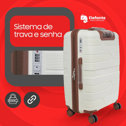 Mala De Bordo Menat Elefante 10kg Polipropileno Branca com Cadeado TSA