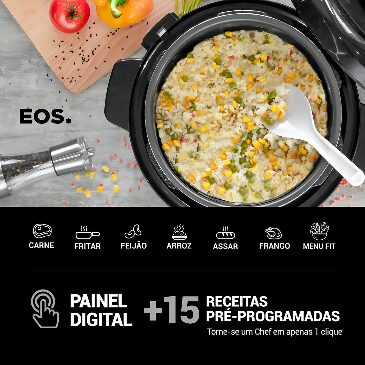 Panela De Pressão Elétrica Multiuso Digital Inox 6L EOS 127V