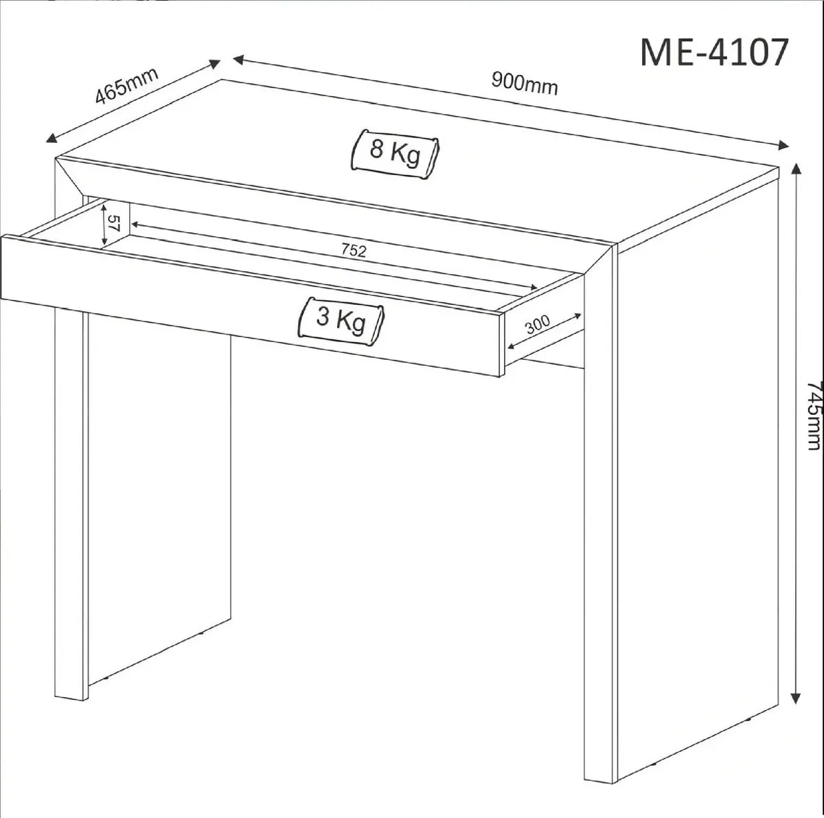 Mesa Escritório Com Gaveta Home Office Tecno Mobili  Branca
