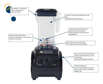 BLENDER COMERCIAL TURBO 1,8L MARCHESONI 220V