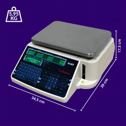 Balança Etiquetadora Urano BA37 31kg Tríplice Escala Impressora Térmica Ethernet Bivolt