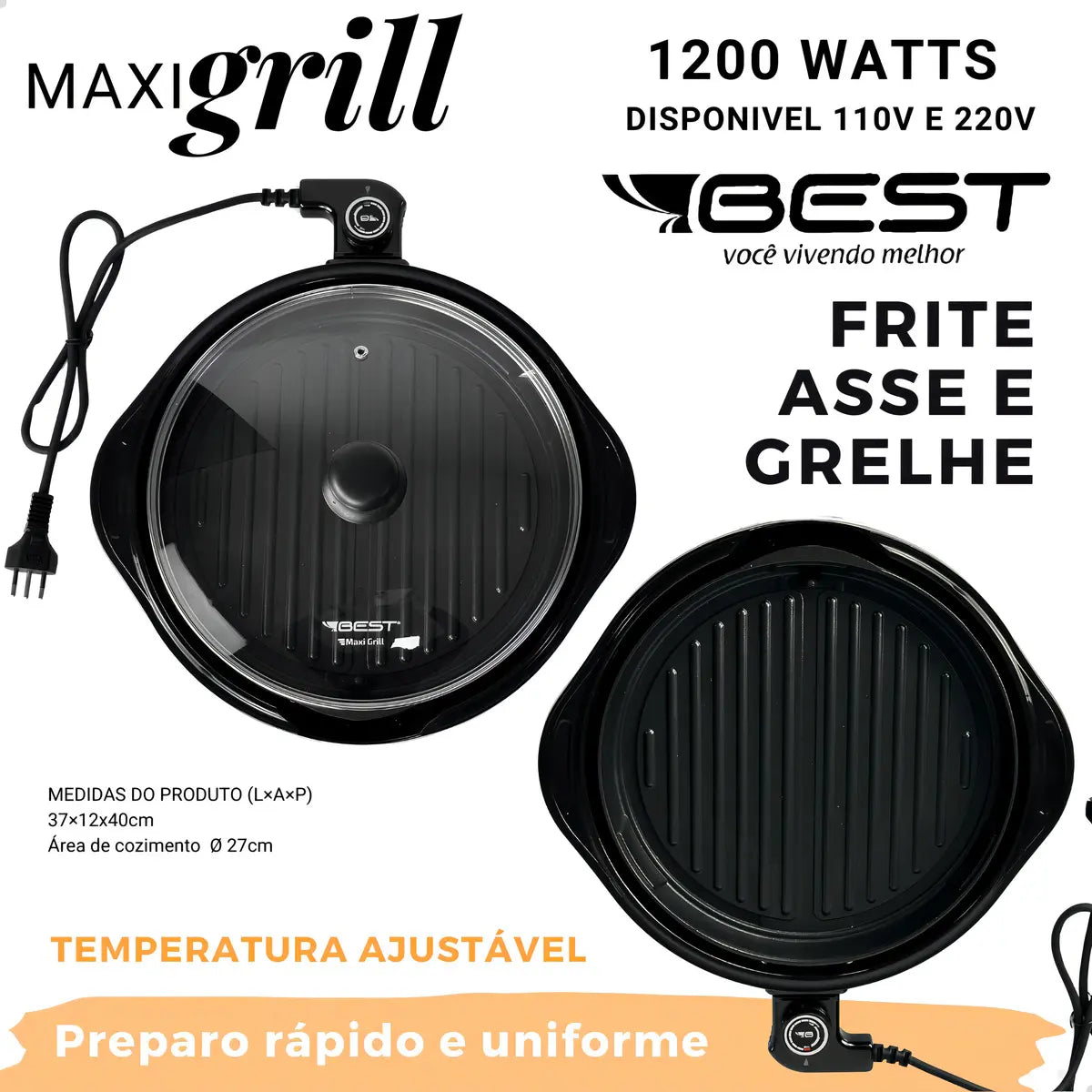 Panela Elétrica Best Maxi Grill 30cm Preto