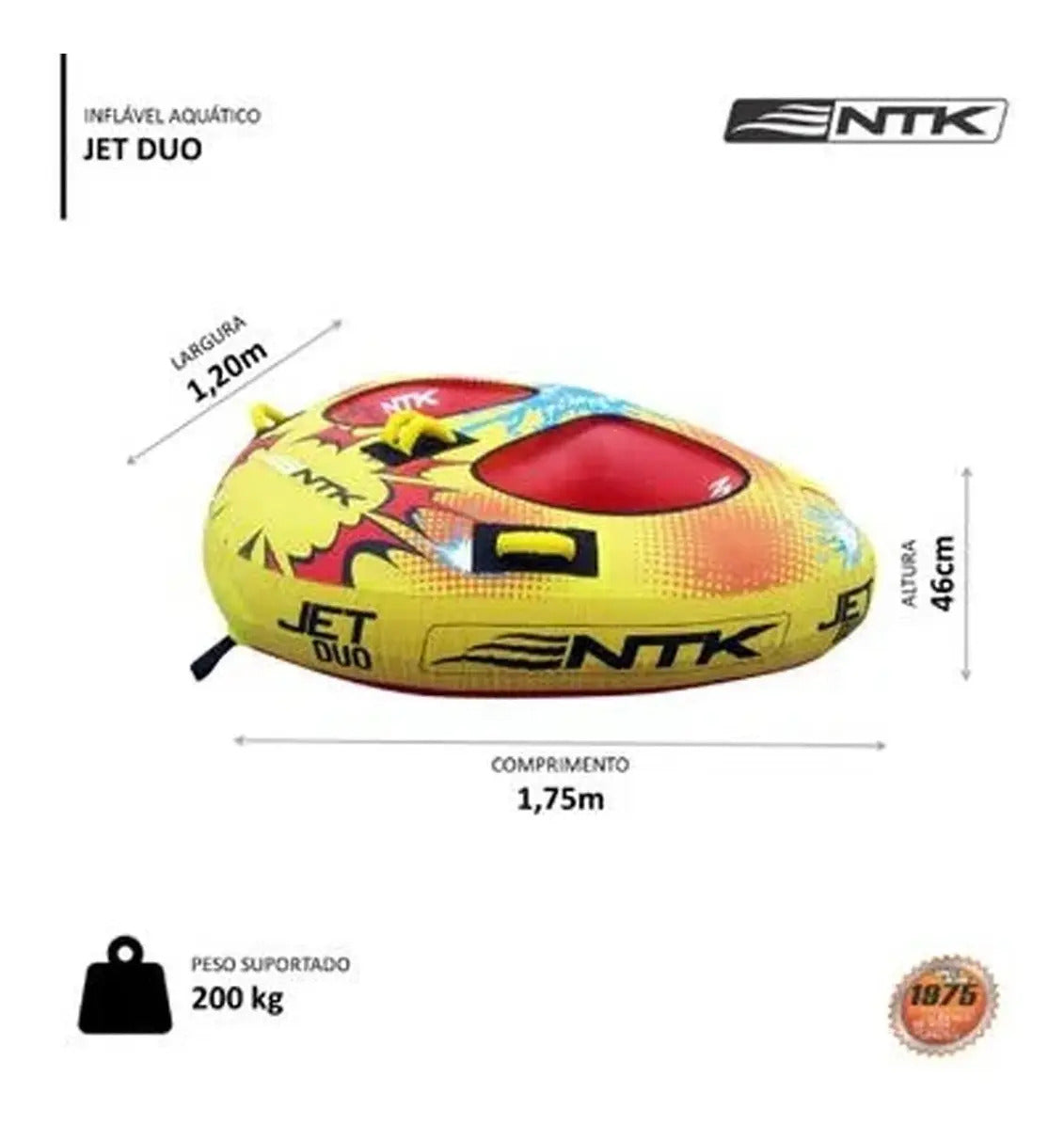 Boia Rebocável Jet Duo Nautika 1,75m Inflável 2 Pessoas