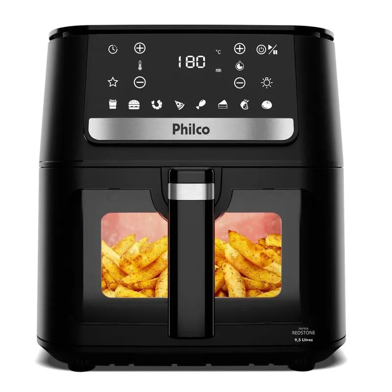 Fritadeira Air Fryer Philco PAF95A 9,5L 1800W Visor Glass Redstone