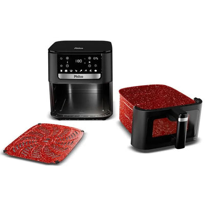 Fritadeira Air Fryer Philco PAF95A 9,5L 1800W Visor Glass Redstone