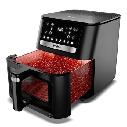 Fritadeira Air Fryer Philco PAF95A 9,5L 1800W Visor Glass Redstone