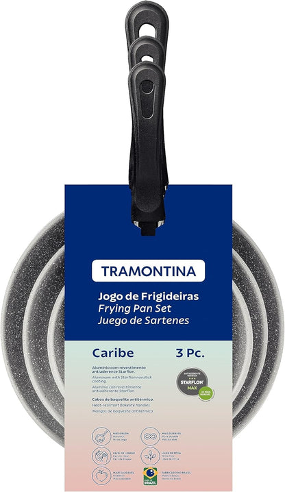 Jogo de Frigideiras Tramontina Linz 3 Peças Alumínio Antiaderente Starflon Max Preto