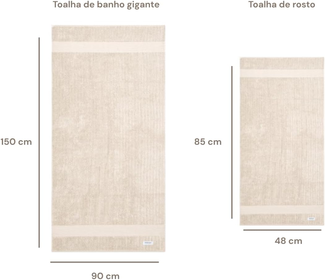 Kit Jogo De Toalhas Buddemeyer 4 Peças Bege Banhão Fio Penteado 100% Algodão