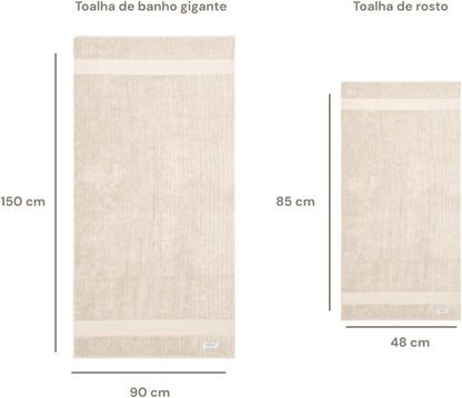 Kit Jogo De Toalhas Buddemeyer 4 Peças Bege Banhão Fio Penteado 100% Algodão