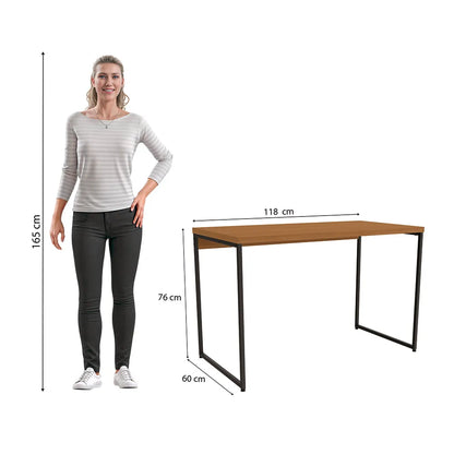 Mesa De Escritório Escrivaninha Kappesberg Industrial Canela/Preto Fosco 118cm