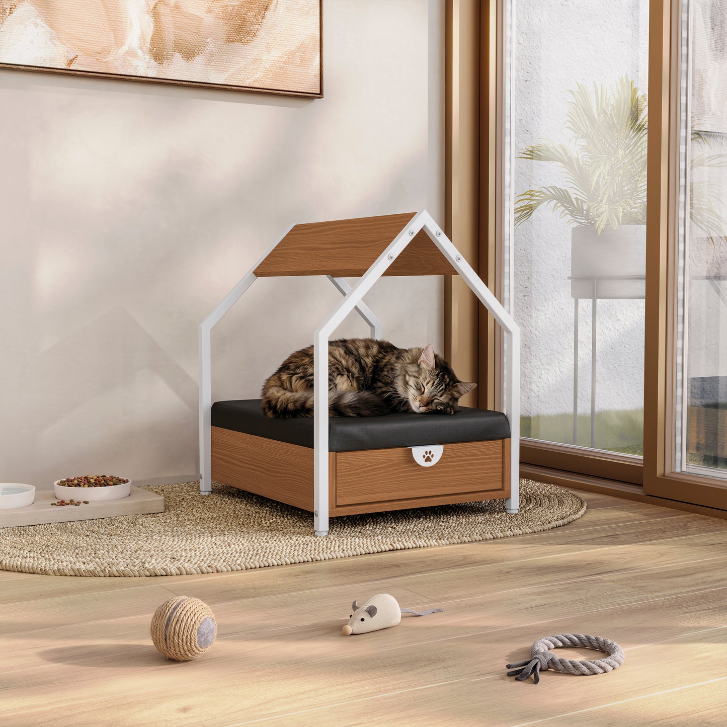 Casinha Pet Kappesberg Canela Branco Para Cães e Gatos
