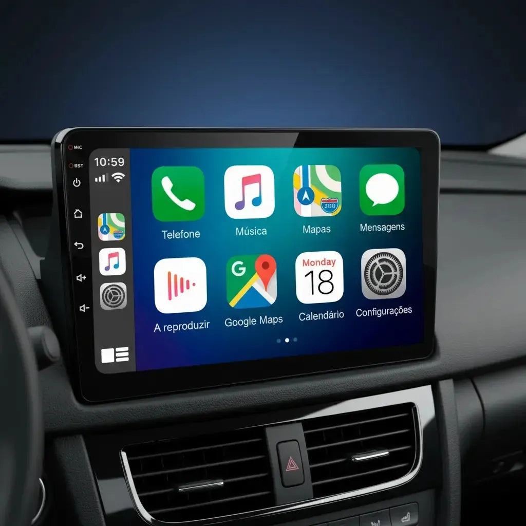 Central Multimídia Roadstar RS7009BR MP5 9 Pol CarPlay Android Auto Sem Fio Bluetooth Espelhamento Tela Touch Rádio FM